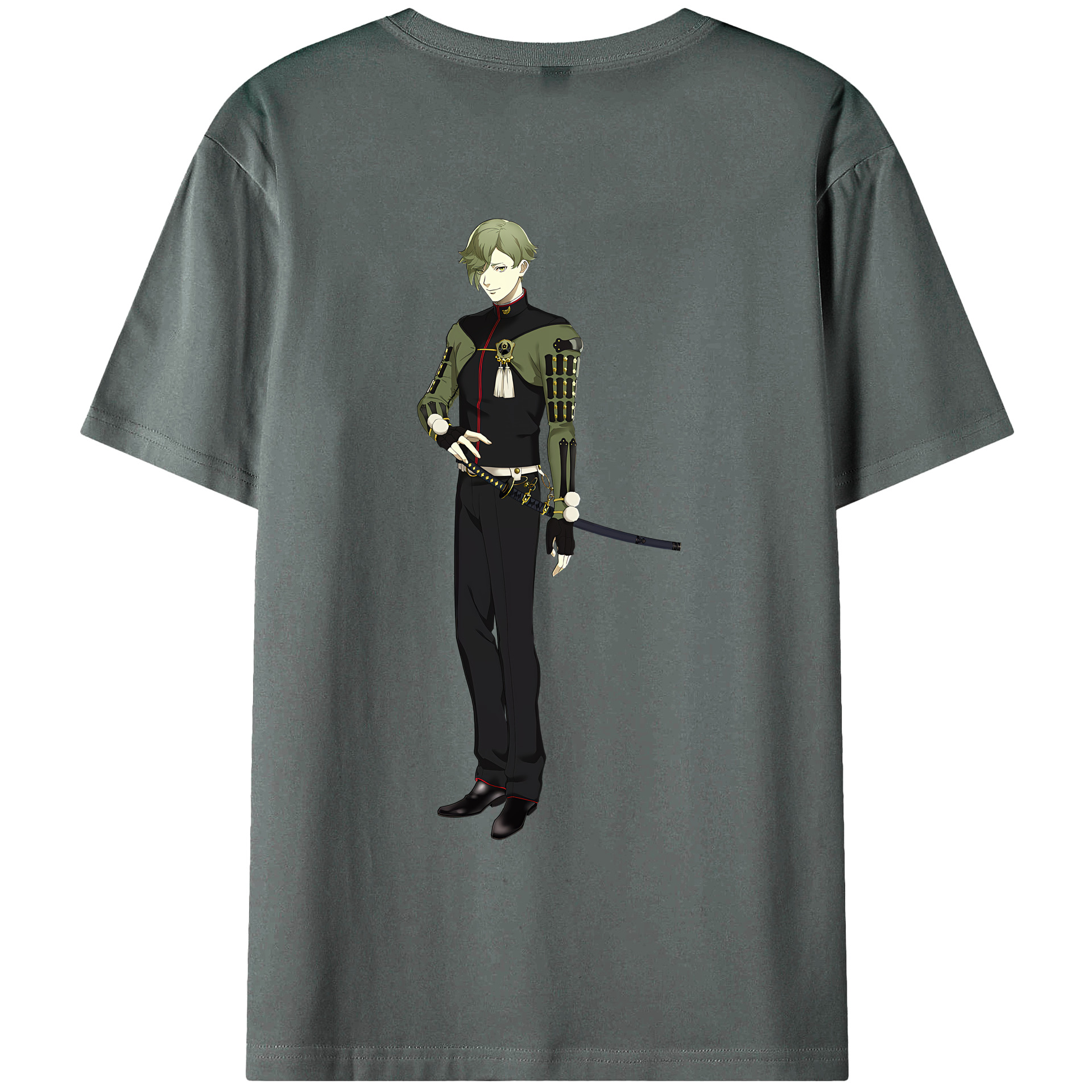 （画像用） 刀剣乱舞 Touken Ranbu 綿100％ メンズ半袖Tシャツ（バックプリント） 通気性